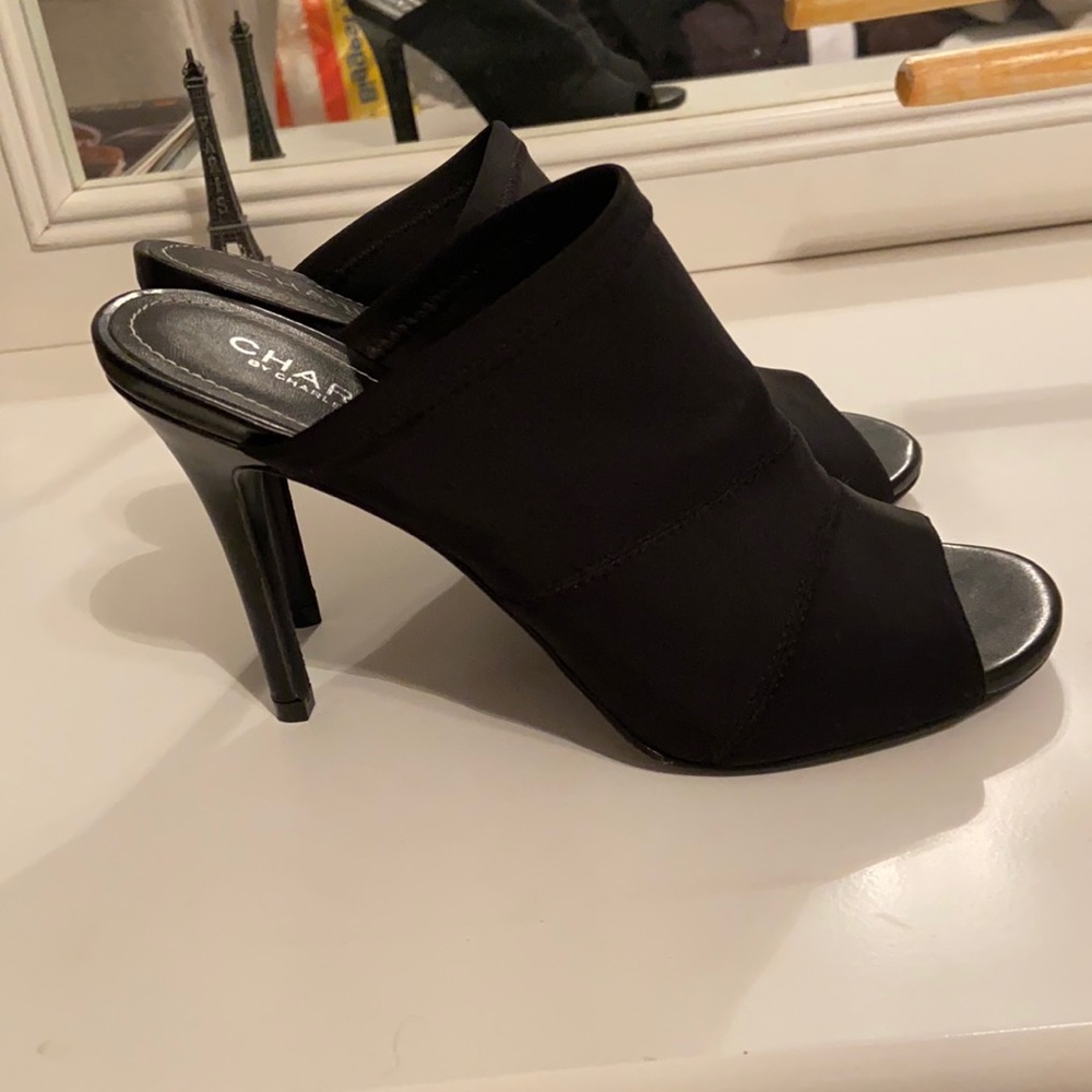 Black Open Toe, Open Back Heels. Sharp Looking On. - image 1